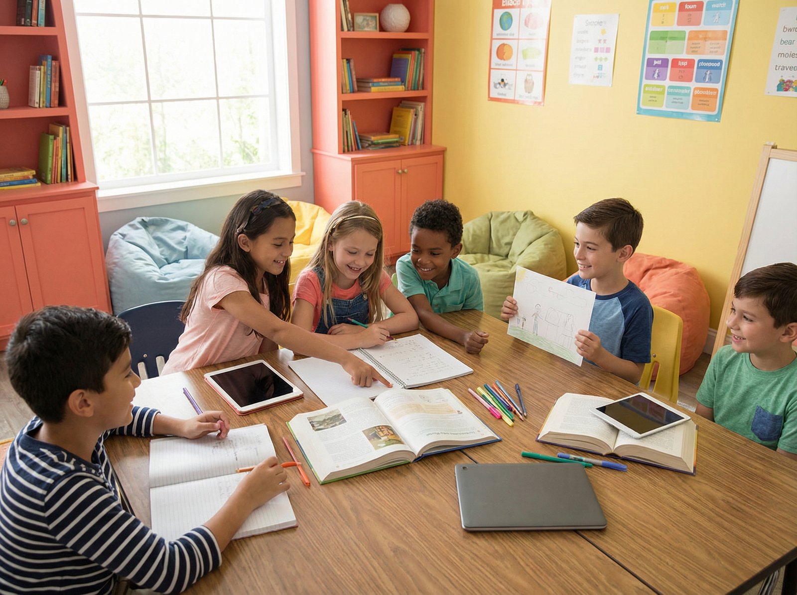 Gruppo di studenti che imparano insieme